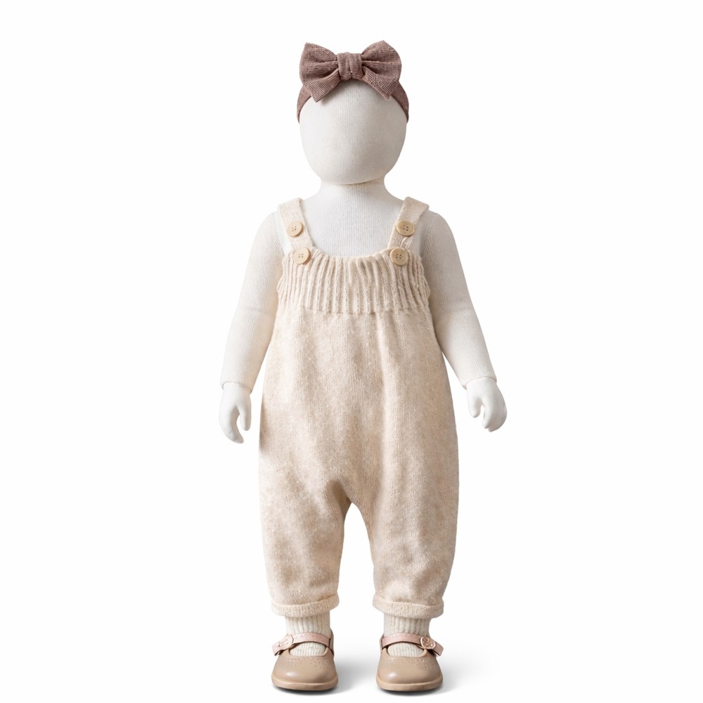 SHEIN Cream Knit Baby Overalls